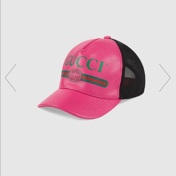 gucci print leather baseball hat